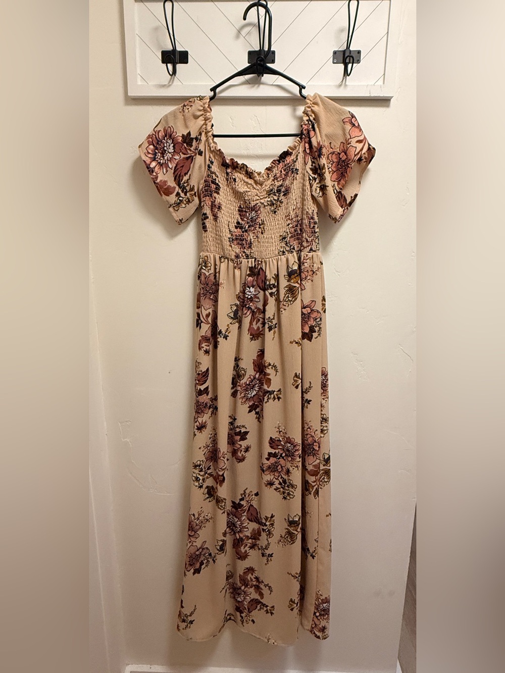 Fall Floral Smocked Maxi Dress